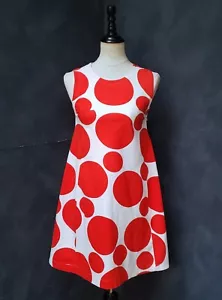 Vintage 70s Red & White Polka Dot Cotton Mini Dress XS - Picture 1 of 10