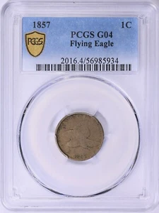 1857   FLYING  EAGLE  CENT  -  PCGS  GOLD  SHIELD - Picture 1 of 2