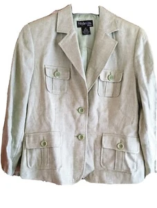 Womens Blazer Jacket Sz 4P Linen Blend Office Wear Capsule Career Basic Academia - Picture 1 of 3