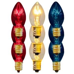 C9 4th of July Steady Clear Holiday Lights Red White & Blue 25 Replacement Blubs - Picture 1 of 6