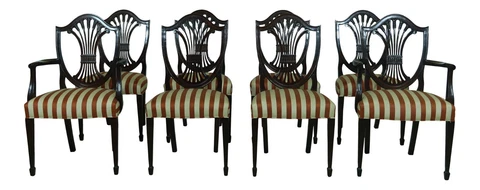 L52914EC: Set Of 8 STICKLEY Shield Back Mahogany Dining Room Chairs Cover
