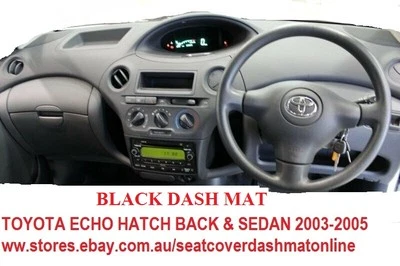 BLACK DASH MAT, DASHMAT, DASHBOARD COVER  FIT TOYOTA ECHO 2003 - 205 HATCH,SEDAN - image 1 of 4
