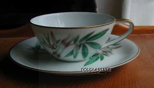 NORITAKE CANTON FINE CHINA 2" CUP & SAUCER ELEGANT BAMBOO MOTIF - Picture 1 of 4