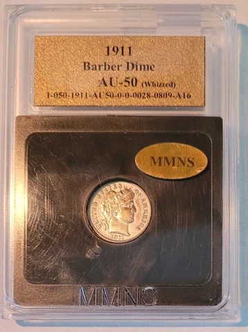 1911 Barber Dime (whizzed) in plastic case Cover
