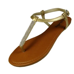 New Starbay Women's Fashion gold w/diamonds flat thong Sandals #2233 US size 11 - Picture 1 of 1