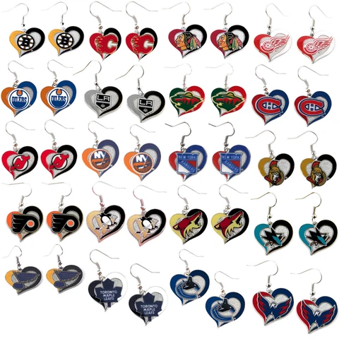 swirl heart earring dangle charm NHL PICK YOUR TEAM Cover