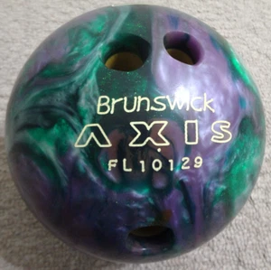 BOLA DE BOLICHE BRUNSWICK AXIS 11 lb 14,3 OZ VERDE PÚRPURA BLANCO BRILLO REMOLINO - Imagen 1 de 9