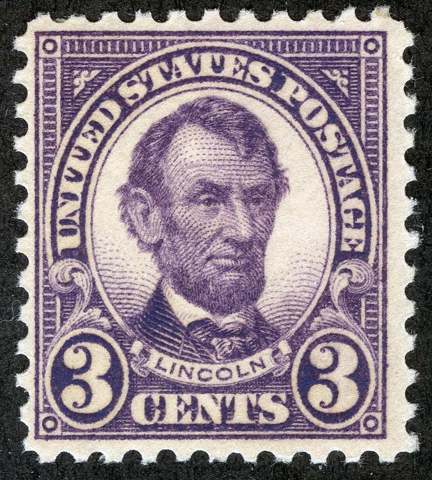 US Sc 555 Violet 3¢ 1922 p.11 UnWm Lightly Hinged Original Gum - Image 1 of 1