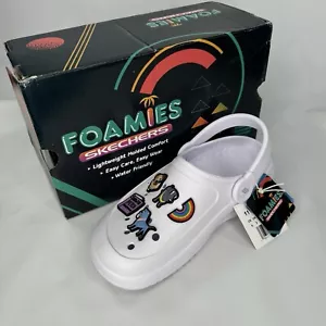 Skechers Womens 6 Foamies White Clog Pup Dog Pug Bulldog Rainbow Bone Youth 4.5 - Picture 1 of 7