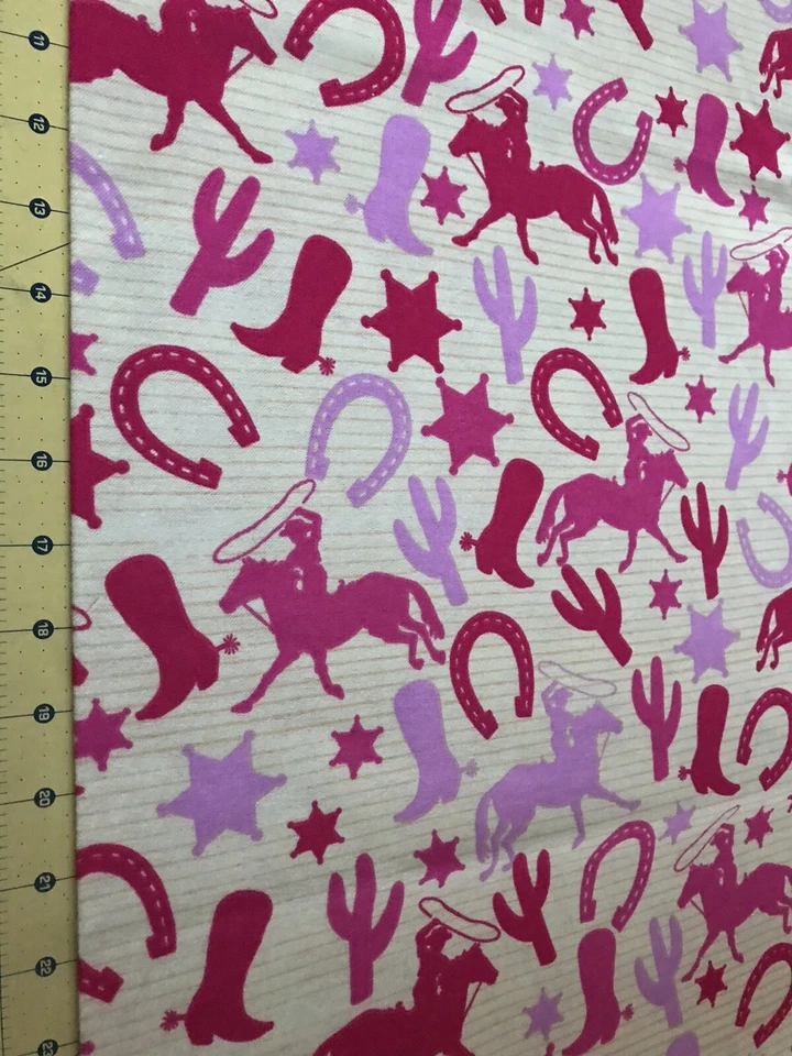 Cowgirl Rodeo Pink 31” X  42” Flannel Fabric #1861 - Image 1 of 1
