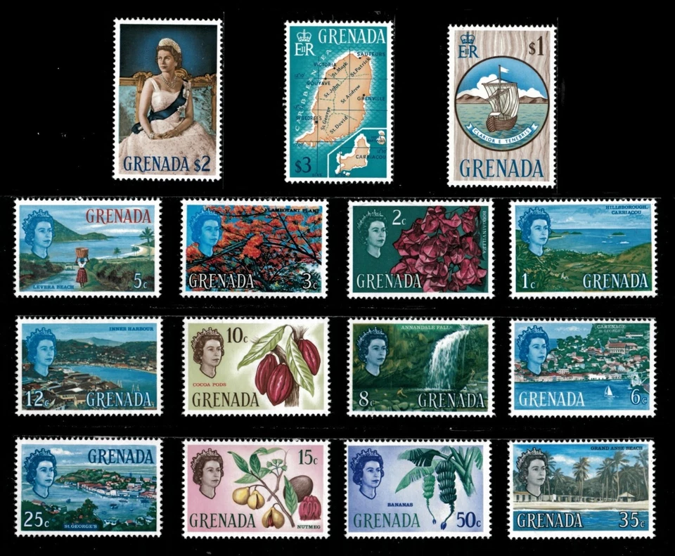 Granada 1966 - Reina Isabel, Island Definitives - Juego de 15v - 215-29 - MNH Foto 1 de 1