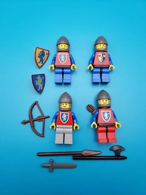 Lego Castle Lot 4 Minifigures Crusader Lion Red Legs, Helmet, Accessories 6062! - Image 1 of 4