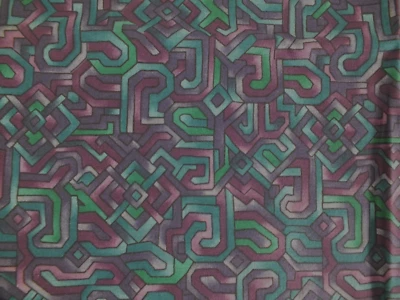 32x44" WOOD BLOCK Teal Blue Purple cotton quilt fabric Hoffman Ca. Geometric - Image 1 of 2