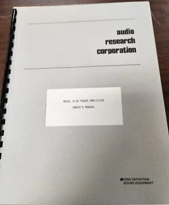 Audio Research D-90 Power Amplifier Owner's Manual - Picture 1 of 2
