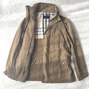 Burberry London Military Jacket Nylon Khaki Check Lined Women's US Size M Auth - Picture 1 of 15
