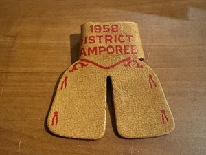 BSA, 1958 District Camporee Leather Chaps Neckerchief Slide - Picture 1 of 2