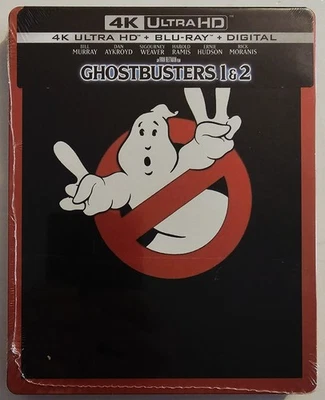 GHOSTBUSTERS 1 & 2 STEELBOOK 4K ULTRA HD + BLU-RAY + DIGITAL FAST SHIPPING  - Image 1 of 4