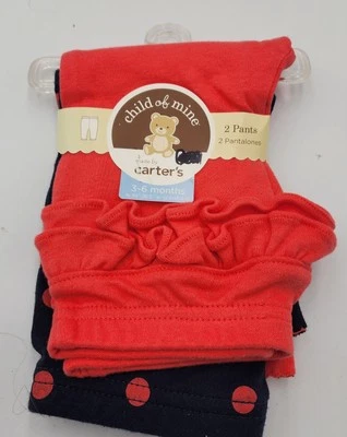 Carter's Child of Mine Paquete de 2 Pantalones 1 Sólido 1 Estampado 3-6 Meses Nuevo Paquete Sellado Foto 1 de 4