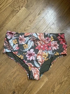 Parte inferior de natación Sanctuary para mujer talla XL verde estampado floral tiro alto nueva con etiquetas - Imagen 1 de 7