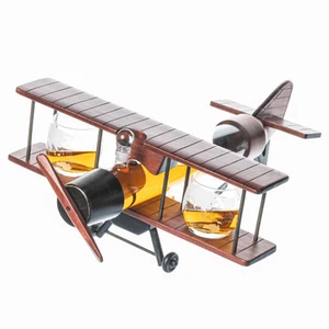 Limited Edition Large 21' Antique Airplane Shaped Decanter Set with 2 World M... - Picture 1 of 8