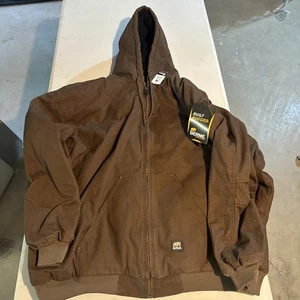 Chaqueta con Capucha Berne Para Hombre Marrón HJ375BB-Talla 5XL Regular (Pecho 64-66) Nueva Con Etiquetas - Imagen 1 de 9