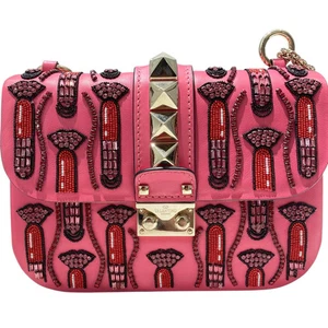 Valentino Garavani Chain Shoulder Bag Pink Crossbody Leather - Picture 1 of 7