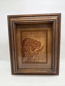 Vintage Etching of Horned Owl by Dennis Curry Wall hanging Home decor 16.5X13.5 - Picture 1 of 12