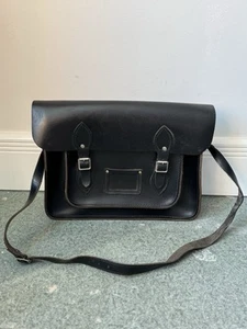 Vintage Real Leather satchel Black With Strap - Picture 1 of 9