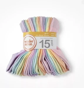 NUEVO paquete de 15 calcetines Wonder Nation para niñas No Show - Imagen 1 de 2