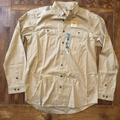 Carhartt Mens Relaxed Fit Rigby Long Sleeve Work Shirt Large Tall Dark Khaki New - Image 1 of 4