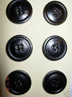 12 Lot LEATHER BUTTON replacement 7/8" Surplus Sew Trims 4 H COAT  black 12 pc - Image 1 of 1