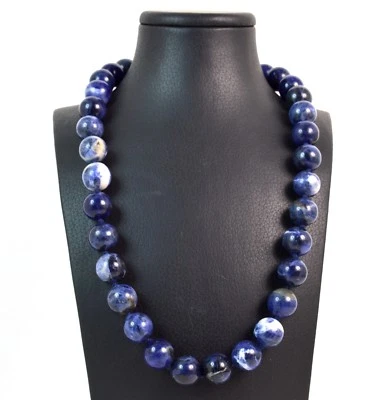 Collana in Sodalite Liscia con chiusura in Argento 925. Made in Italy - Immagine 1 di 3