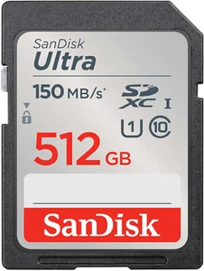SanDisk 512GB SD Card Ultra SDXC UHS-I Memory Card 140MB/s C10 U1 SDSDUNC-512G - Picture 1 of 2