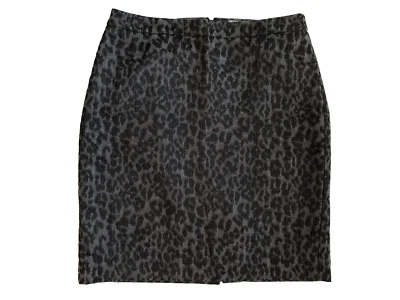 Falda lápiz Ann Taylor LOFT talla 4 gris estampado animal abertura trasera cremallera para mujer Foto 1 de 4