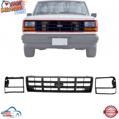 NEW FRONT GRILLE HEADLIGHT DOOR / BEZEL LEFT RIGHT 3PC FOR 1989-1992 FORD RANGER - Изображение 1 из 4