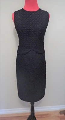 VTG 50s Rosecrest Black Soutache Ribbon Skirt Suit Cocktail 2 Pc Zip Back Top S  - Image 1 of 4