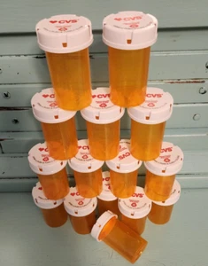 15 Empty Prescription Pill Bottles Plastic Container Kid-proof Screw Cap CV Jars - Picture 1 of 7