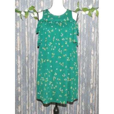 Lauren Conrad Green Floral Dress Size S Cold Shoulder Short Sleeve Lined Pull On — 第 1/4 张图片