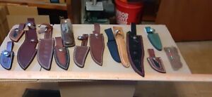 Knife TOOL/Sheath Lot Of (14) SHEATHS  -SOME KNIFES- Fixed & Folder  Leather
