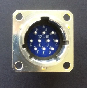 Amphenol 62GB-12H12-10P3 10 pin Steel Hermetic Connector 62GB panel flange NOS - Picture 1 of 12