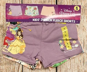Character Kids Sz 5 - 3-Pack Fleece Short Set Disney Princess - Picture 1 of 4