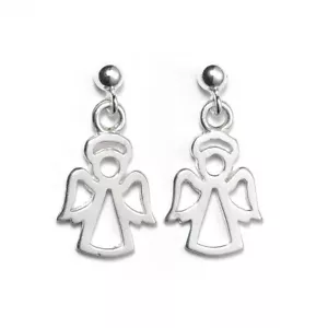 Sterling Silver Ball Bead Stud Drop Angel Earrings - Picture 1 of 3