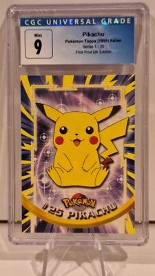 Rare! Topps Pikachu # 25 Italian 1999 Series 1, CGC 9 - UK Edition - Image 1 of 2