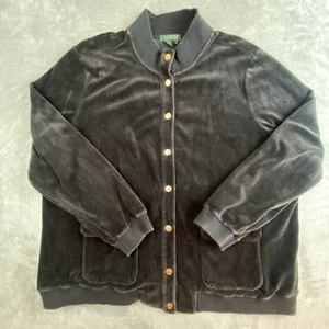 Lauren Ralph Lauren Jacket Womens 3X Black Velour Velvet Gold Snap Button Work - Picture 1 of 13