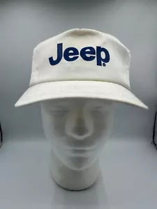 Vtg 90s Sports Gear By IMPERIAL Jeep Snapback White w/ Blue Letters Hat Cap USA - Picture 1 of 9