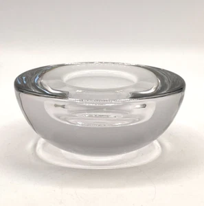 Klarer schwerer mundgeblasener Teelicht Kerzenhalter aus Glas. - Bild 1 von 9