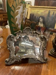 Specchiera da tavolo in argento a forma di cartagloria - Fine XIX sec. - Foto 1 di 7