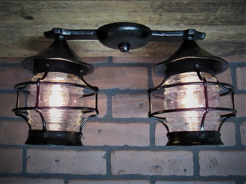 Vintage Antique Cast Iron Porch Ceiling Light Semi Flush Mount Restored 8 1/2" L Cover