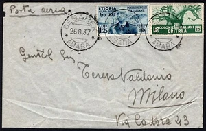 661 - Colonie, Eritrea, Etiopia - Annullo Debarek su busta via aerea, 26/08/1937 - Imagen 1 de 2