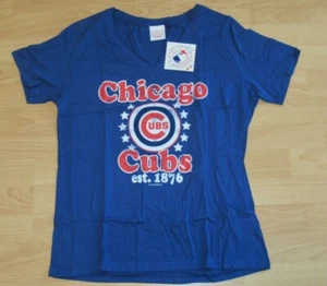 Chicago Cubs 5th & Ocean V-neck Sexy Cotton Shirt T-shirt Women's Medium - Blue - Picture 1 of 1